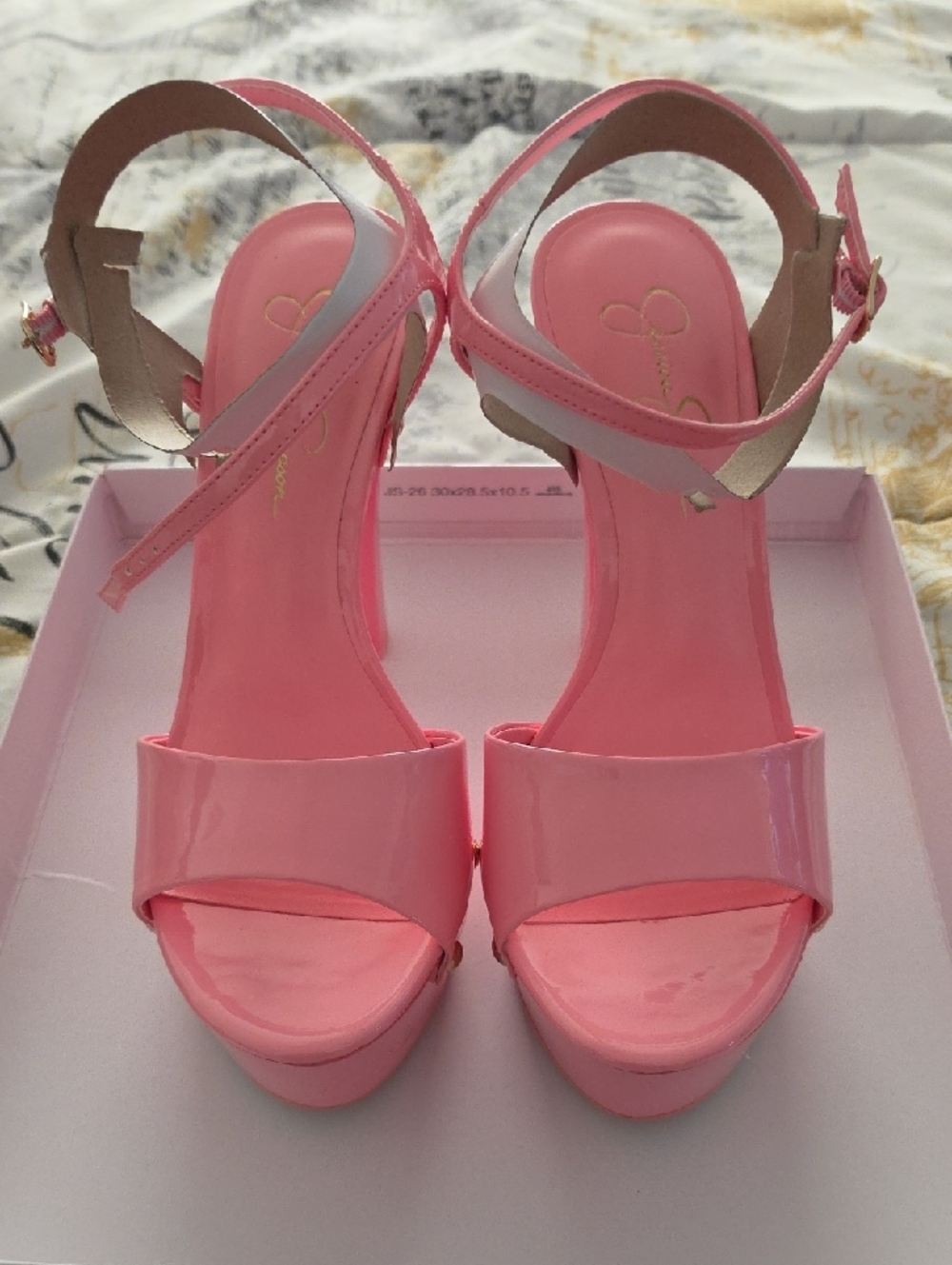 Jessica Simpson Pink Patent Platform Sandals